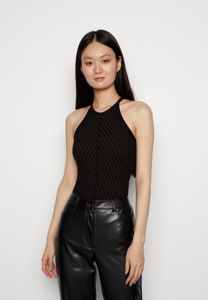 ANGLED HALTER BODY - Top - black