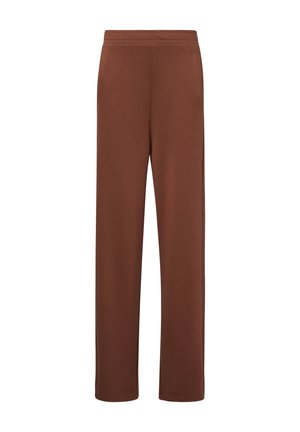 Braune, weiche Sweatpants aus Stoff mit geradem Bein, elastischem Bund und ohne sichtbare Muster oder Akzente.