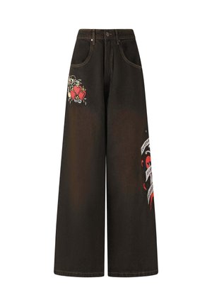 Ed Hardy DEATH BEFORE DISHONOR XTRA  - Flared jeans - black