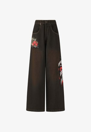 Ed Hardy DEATH BEFORE DISHONOR XTRA - Flared jeans - black
