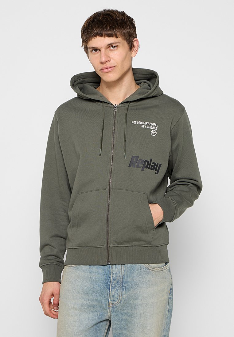 Replay Sweater met rits groen