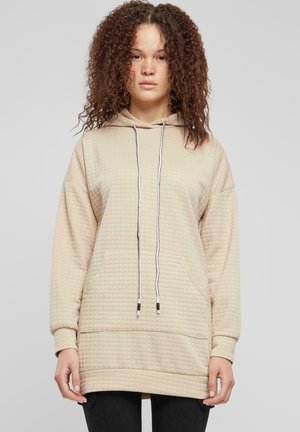 MIT DIAMOND STRUKTURMUSTER UND KÄNGURUTASCHE - Mikina s kapucňou - beige