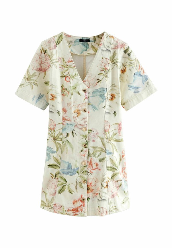REGULAR FIT - V-NECK  - Jeanskleid - floral printed