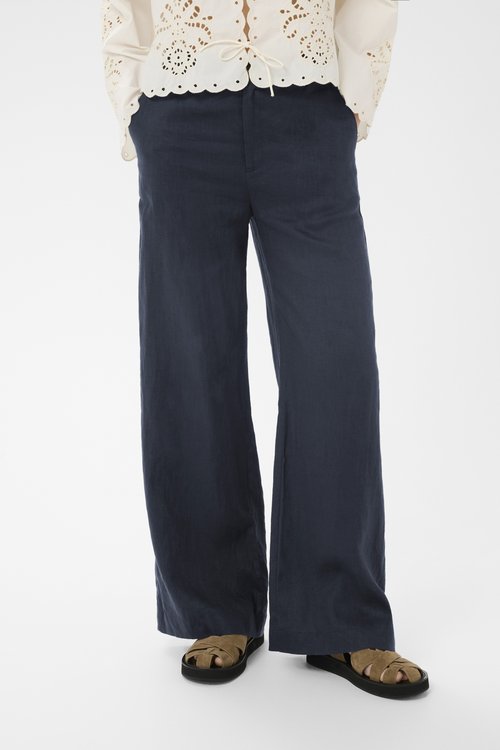 Selected Femme SLFVIVA GULIA LONG - Broek - greige/beige