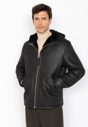 CASUAL À CAPUCHE - Læderjakker - noir