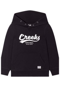 Felpa con cappuccio nera con stampa bianca "Creeks Original Since 1974", tasca a marsupio, polsini e orlo a costine. Materiale in misto cotone.