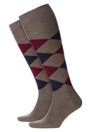 Chaussettes Hautes Homme Burlington - Laine Mérinos Et Coton - Taille Unique 40-46 - Motif Argyll