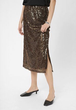 ZIGGY SEQUIN - Jupe trapèze - black coffee cc