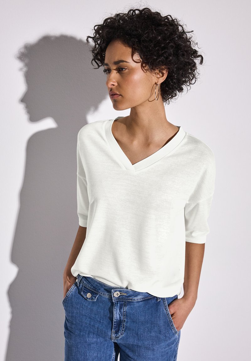 Street One V-NECK  - Jednoduché tričko - weiß