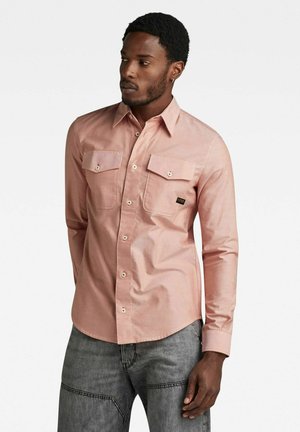 MARINE SLIM - Camicia - burned orange white oxford