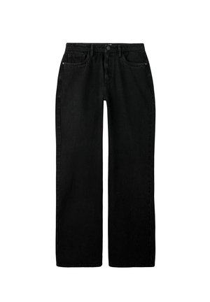 HIGH WAIST WIDE - Vaqueros boyfriend - black denim