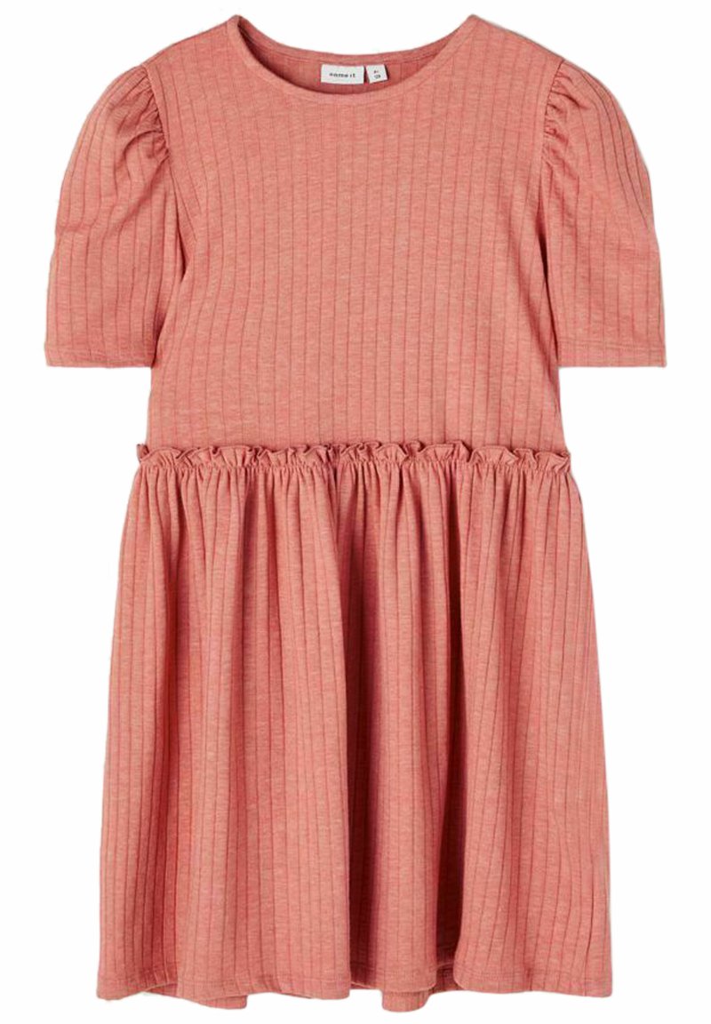 name it Gebreide jurk zandkleur