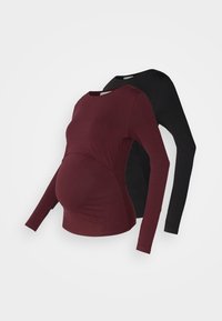 2 PACK - Long sleeved top - black/bordeaux