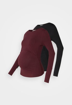 Anna Field MAMA 2 PACK - Long sleeved top - black/bordeaux