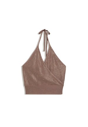 Bershka, SHIMMERY HALTER TOP - Top - bronze