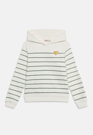 ONLY GIRLS, KOGADELLE AMOUR STRIPE - Φούτερ με κουκούλα - cloud dancer/green milieu/gold-coloured