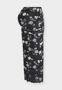 OLMLOURA MESH CALF SKIRT JRS - Jupe crayon - black aop:cloud dancer flowers