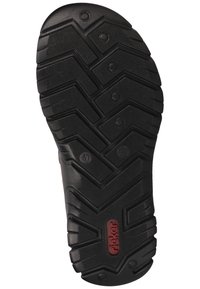 Black rubber shoe sole featuring a zigzag tread pattern and raised accents for grip. Includes size marking "41" and logo in red.