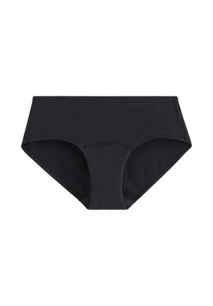 Sort bomuldsboksershorts med klassisk design, der har en medium høj talje og glat tekstur. Ingen synlige mønstre eller accent.