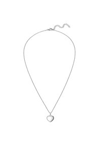 Collana in argento con pendente a forma di cuore lucido, superficie liscia e lunghezza regolabile con chiusura a scatto.