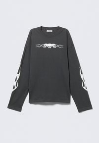 Maglietta a manica lunga - dark grey skull flame