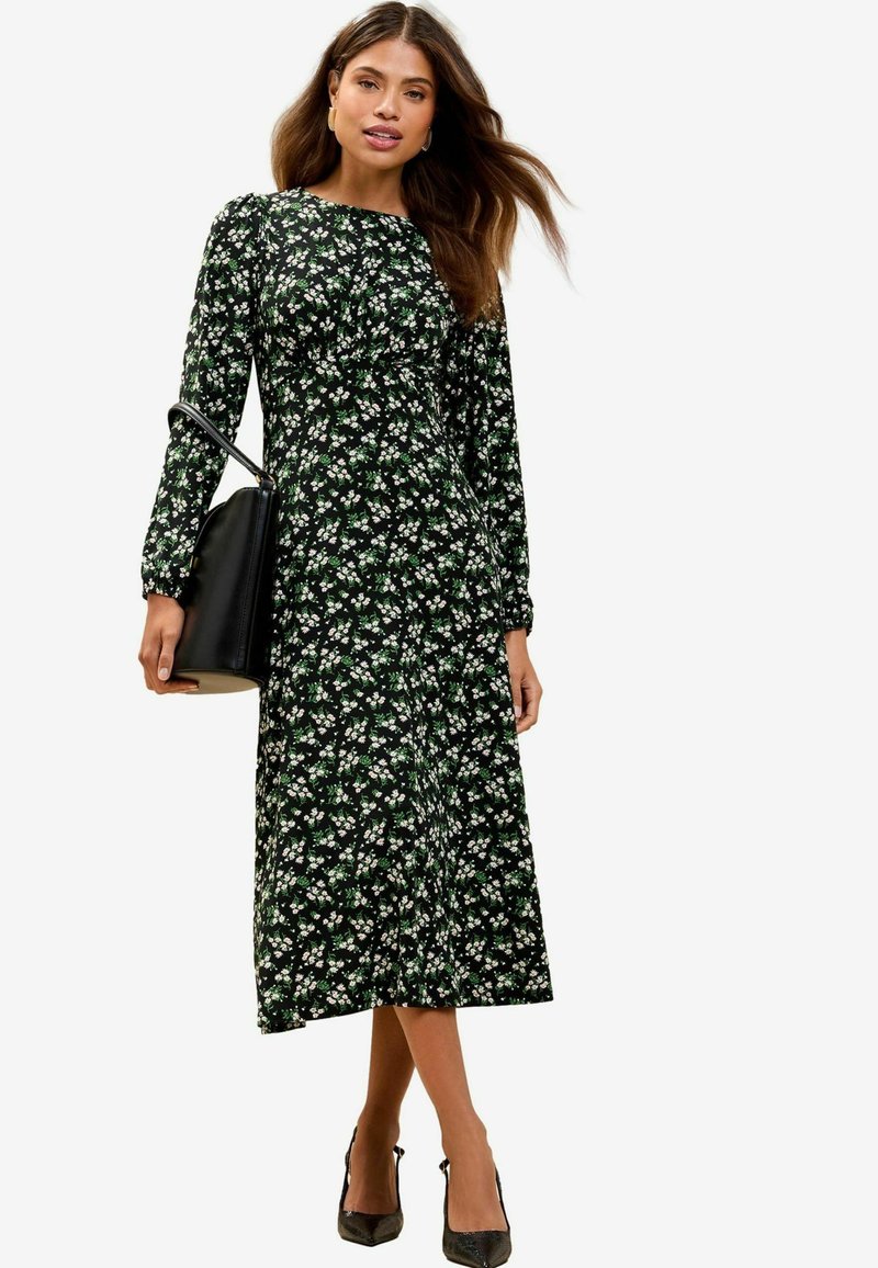 Lipsy LONG SLEEVE PRINTED MIDI  - Trikotaažkleit - green