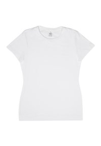 Biała koszulka z krótkim rękawem wykonana z bawełny. Posiada okrągły dekolt oraz dopasowany krój bez wzorów czy akcentów. Klasyczny casualowy styl.