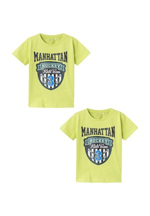 2ER-PACK RUNDHALS KURZARM BEQUEMES - Print T-shirt - hellgrün