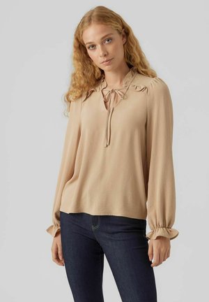 MIT LANGEN ÄRMELN - Blouse - beige
