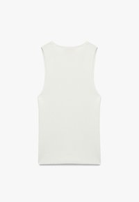 Witte, mouwloze tanktop van ribbelstof, met een gladde textuur, ronde halslijn en schone randen.