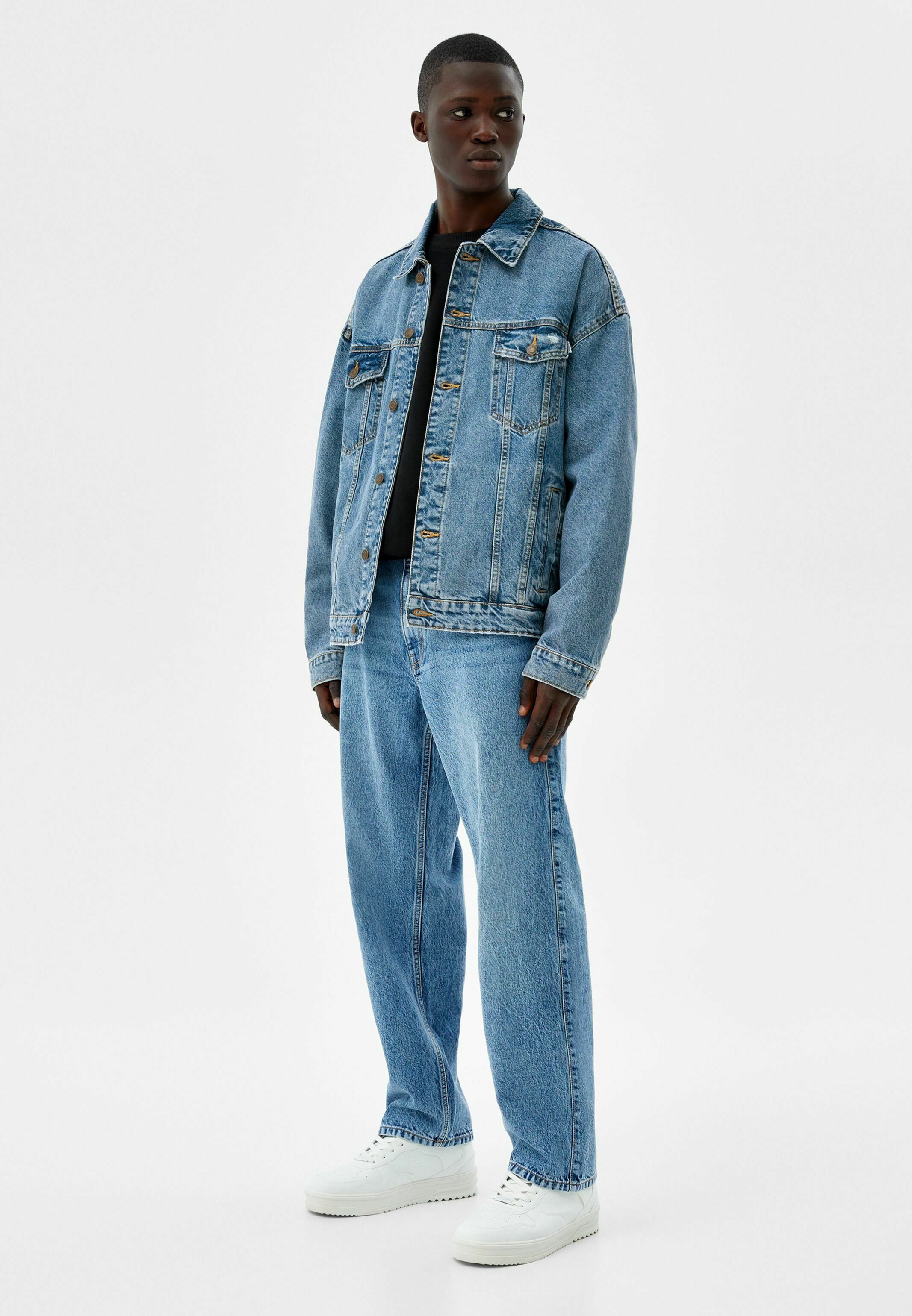 Bershka Giacca di jeans - light blue denim/carta da zucchero - Zalando.it