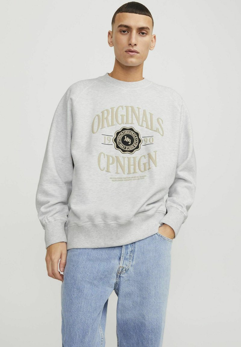 Jack & Jones MIT RUNDHALS - Sudadera - white melange
