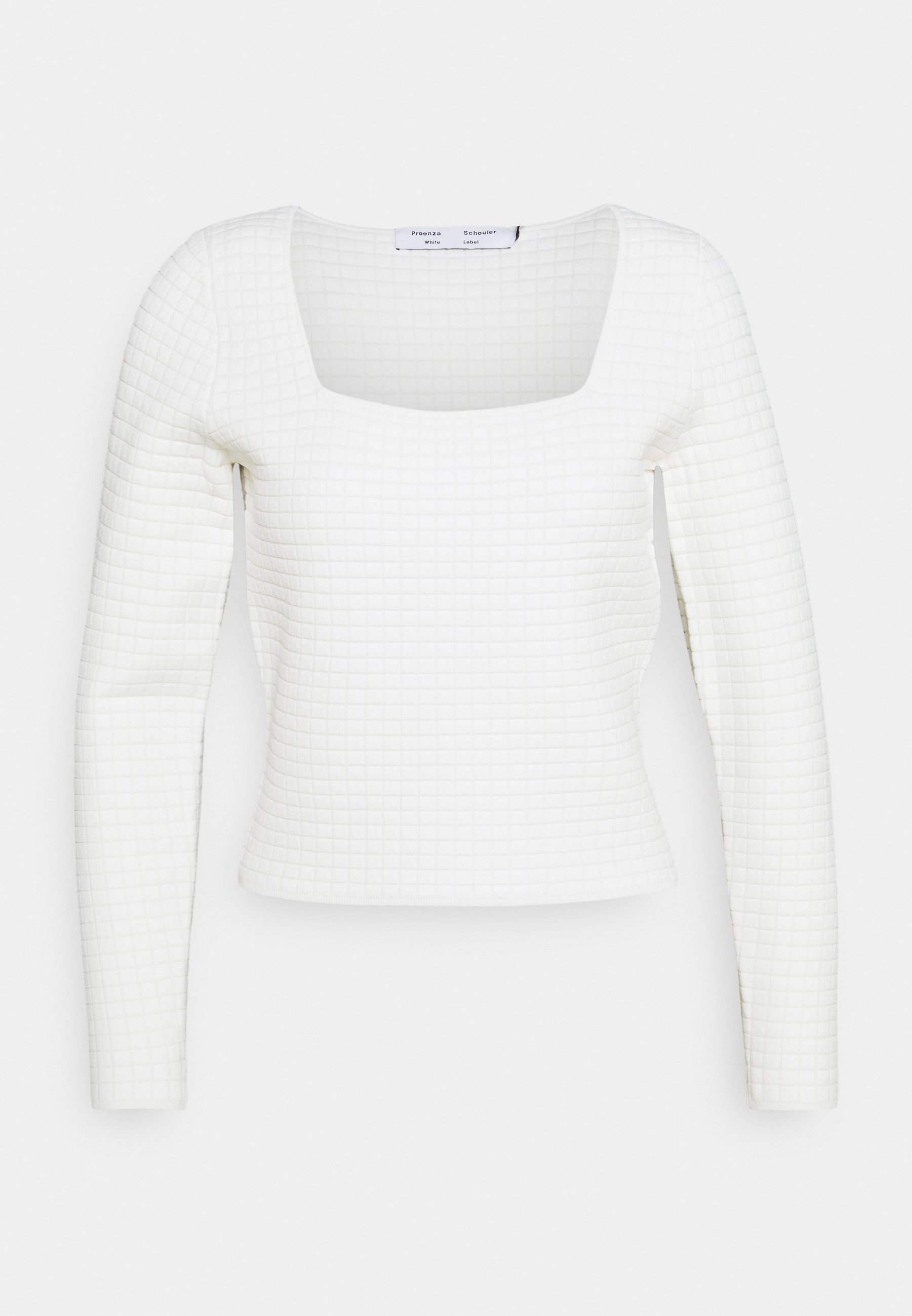 square neck long sleeve white top