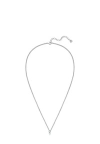 Collana in argento con pendente a punta, caratterizzata da un delicato design a catena e chiusura regolabile con un piccolo charm.
