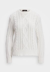ARAN KNIT COTTON BLEND CREWNECK SWEATER - Pulóver - white
