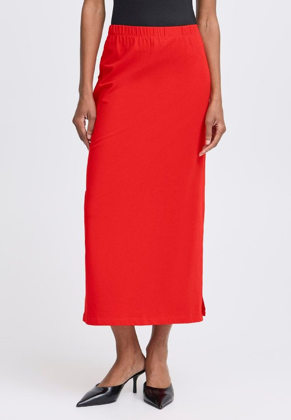 BYPANDINNA - Maxi skirt - flame scarlet