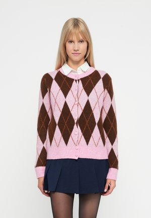 VINORE O NECK CARDIGAN - Strickjacke - cherry blossom/brown