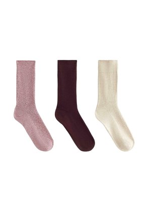 3 PAIRS - Ponožky - dark purple