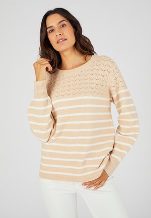 RAYURES ET AJOURÉE THERMOLACTYL - Jersey de punto - beige rayé