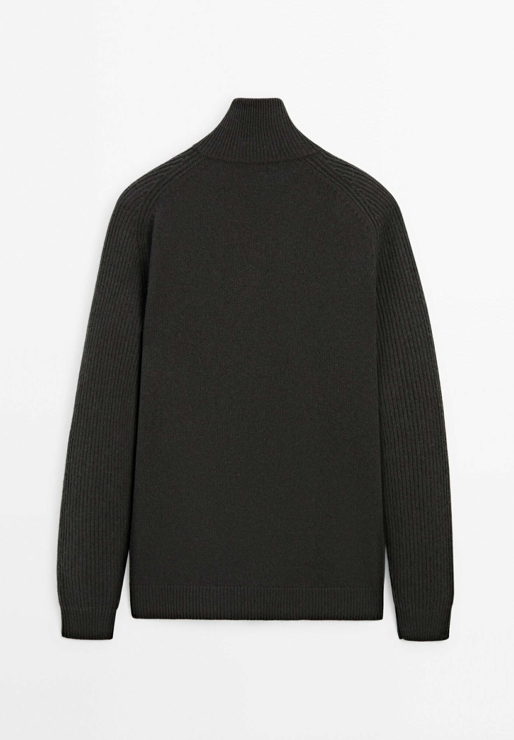Massimo Dutti HIGH NECK - Cardigan - mottled dark grey - Zalando