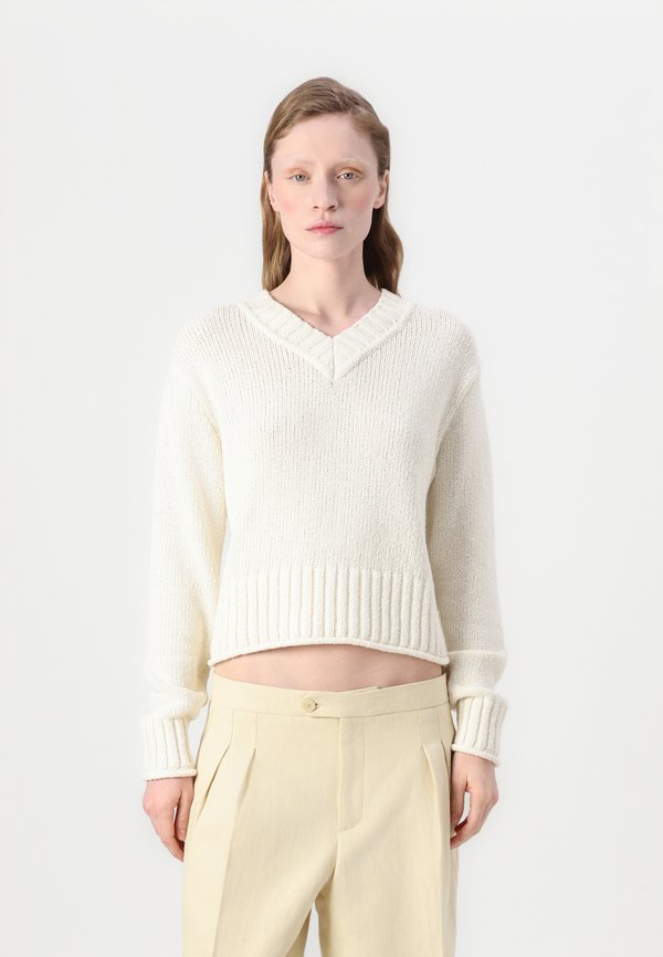 LOU V NECK - Jumper - egret
