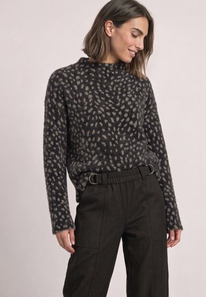 Street One, LONG-SLEEVE TURTLE NECK SHIRT WITH PATTERN - Pullover - black coffee