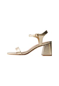 WIDE FIT LEATHER-LOOK 2 PART BLOCK HEEL - Sandaler - gold