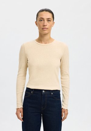 Selected Femme SLFANNA CREW NECK NOOS - Ilgarankovis viršutinės dalies drabužis - oatmeal