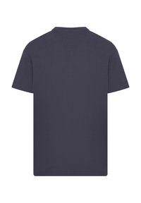 Navy blue short-sleeve t-shirt with a classic crew neck design, made of soft fabric, featuring a plain texture and no visible logos or patterns.