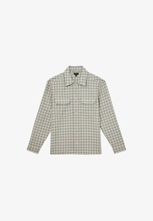 Rutete skjorte i lysegrå, forsynet med to brystlommer, krave og lange ærmer med en afslappet pasform. Blød tekstur og vævet mønster.
