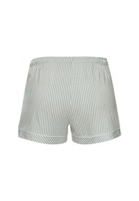 Prugaste hlače u svijetlozelenoj i bijeloj boji, izrađene od mekanog materijala, s elastičnom waistband i preklopljenim rubom.