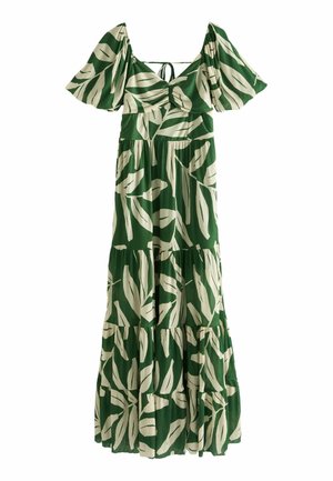 SHORT SLEEVE - REGULAR FIT - Maxi-jurk - green and white leaf print