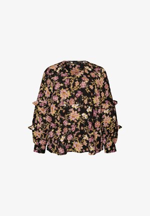 Zizzi, BLUSE MIT BLUMENPRINT UND RÜSCHENDETAILS - Μπλούζα - schwarz