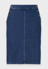 ONLHUSH BUTTON MIDI SKIRT - Pouzdrová sukně - dark blue denim